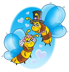 Image showing Honey bees wedding on sky