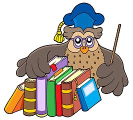 Image showing Owl teacher holding books