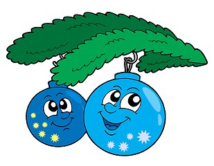 Image showing Cute blue Christmas globes