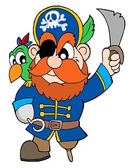 Image showing Pirate with sabre and parrot