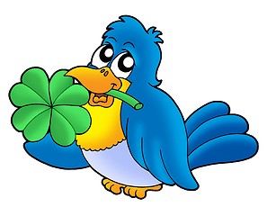 Image showing Bird with four leaves clover