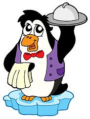 Image showing Penguin waiter on icebeg