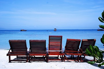 Image showing Chairs on Beach