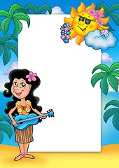 Image showing Frame with Hawaiian girl