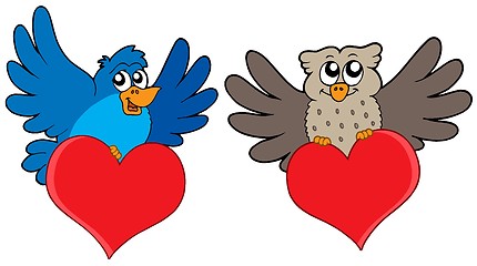 Image showing Birds with hearts