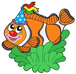 Image showing Cartoon clownfish in anemone