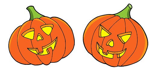 Image showing Pair of Halloween pumpkins