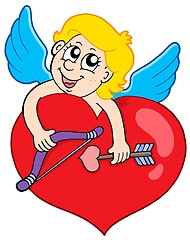 Image showing Lovely cupid holding heart