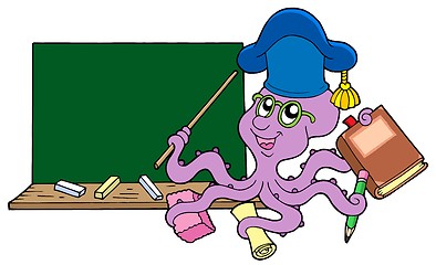 Image showing Octopus teacher with blackboard