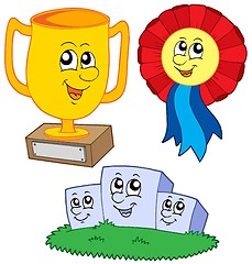 Image showing Cartoon trophies collection