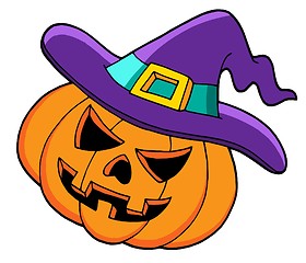 Image showing Halloween pumpkin in hat