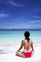 Image showing Yoga at Beach