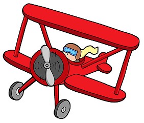 Image showing Flying red biplane