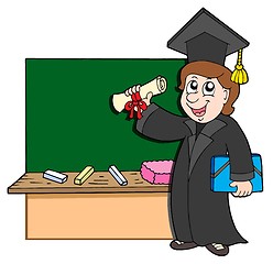 Image showing Graduate student with blackboard