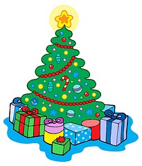 Image showing Christmas tree with gifts