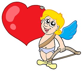 Image showing Cute cupid with bow and heart