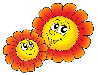 Image showing Pair of smilling red flowers