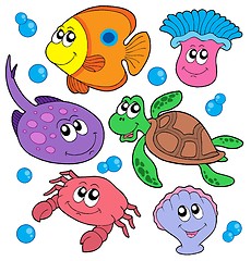 Image showing Cute marine animals collection