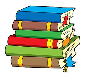 Image showing Pile of various color books