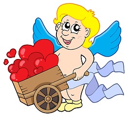 Image showing Cupid with wheelbarrow