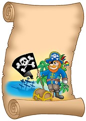 Image showing Parchment with pirate holding flag