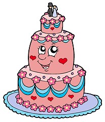 Image showing Cartoon wedding cake