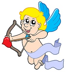 Image showing Cute cupid with bow