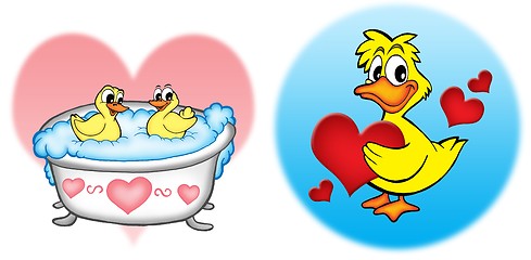 Image showing Ducks with hearts
