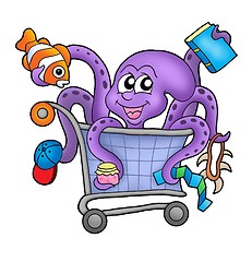 Image showing Octopus and shopping cart