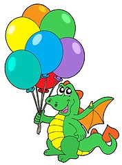 Image showing Cute dragon with balloons
