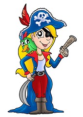 Image showing Pirate woman with parrot