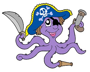 Image showing Pirate octopus with sabre