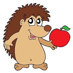 Image showing Hedgehog with apple