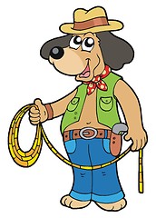 Image showing Cowboy dog with lasso
