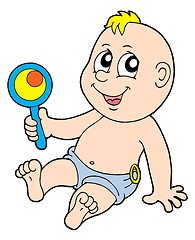 Image showing Baby with rattle