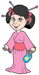 Image showing Geisha in pink dress