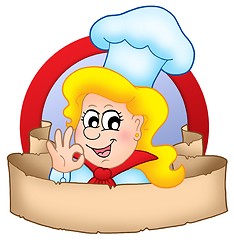 Image showing Cartoon chef woman logo with banner