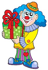 Image showing Party clown with gift