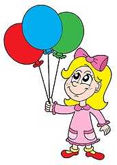 Image showing Small girl with balloons