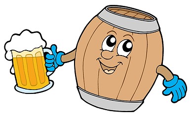 Image showing Cute wooden keg holding beer