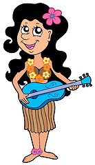 Image showing Hawaiian musician girl