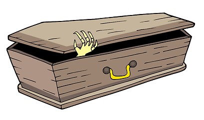 Image showing Coffin with waving hand