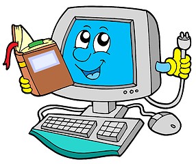 Image showing IT computer with book