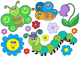 Image showing Bug and flower set