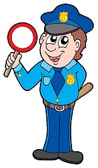 Image showing Cute policeman with stop sign