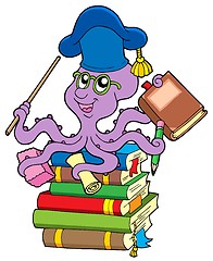 Image showing Octopus teacher on pile of books