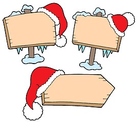 Image showing Christmas wooden signs with caps