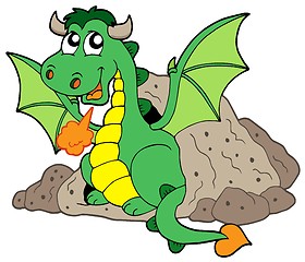 Image showing Cute dragon in cave