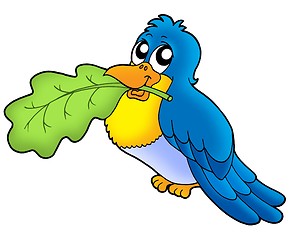 Image showing Bird with leaf