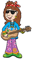 Image showing Cartoon hippie musician